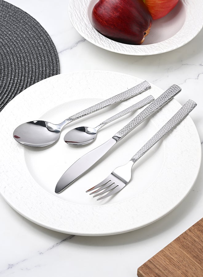 أولييرو طقم أدوات طعام متين وأنيق مكوّن من 24 قطعة لراحة استخدام ومائدة أنيقة – فضي - Image 2